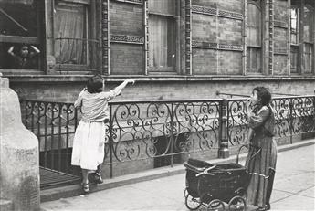 HELEN LEVITT (1913-2009) N.Y. (Man in front of a vitrine) * N.Y. (Family porch) * N.Y. (Children playing).